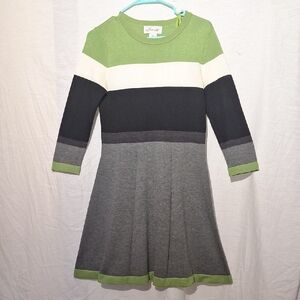 Knit Crew Neck Striped Dress, Slipover Midi, Jessica H., Sz 6, NWOT